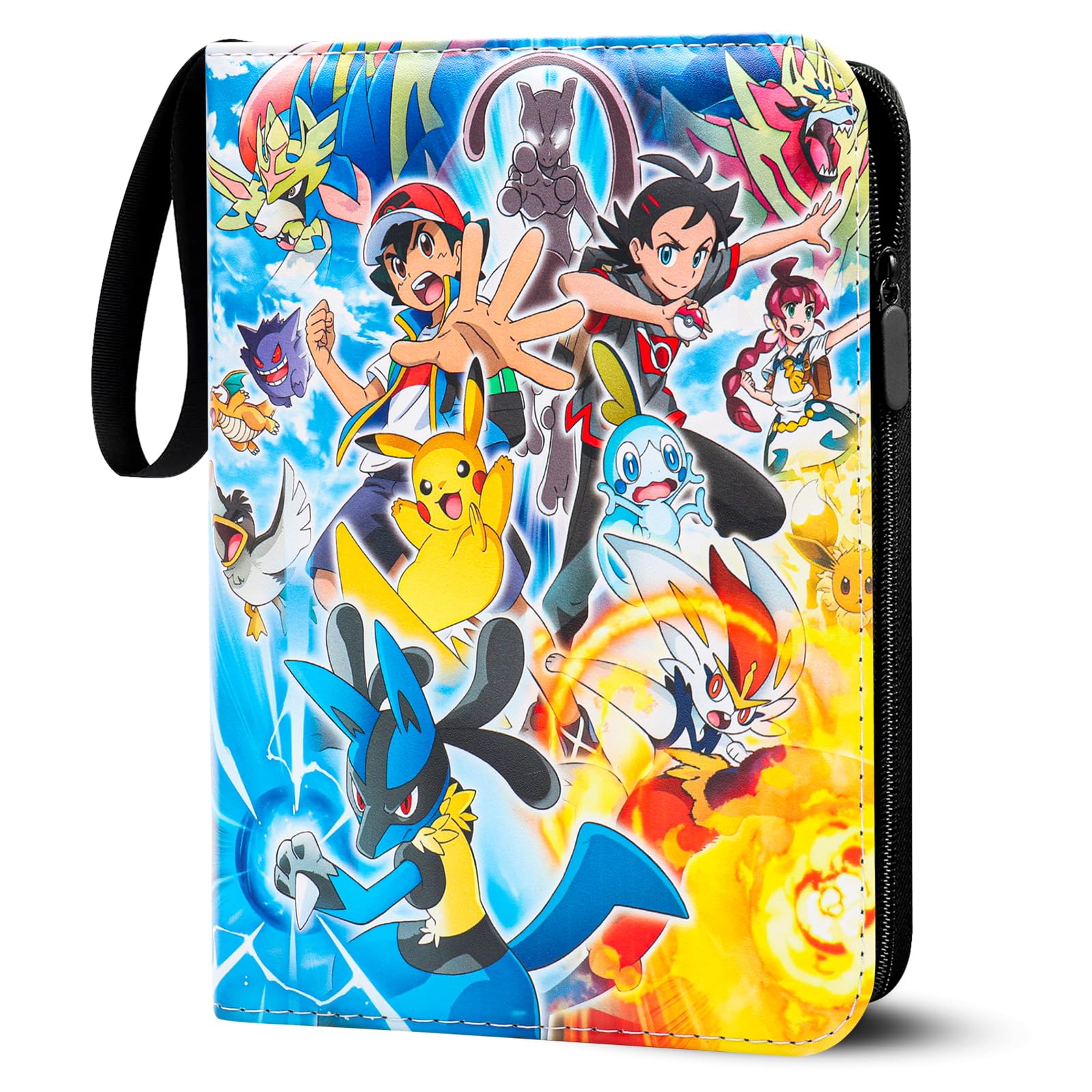 Classeur Carte,Capacité de 50 pages de 400 Cartes,Porte Cartes en cuir Portable Imperméable Fermeture éclair,Organissateur de Cartes, un cadeau les garçons et les filles - SR400