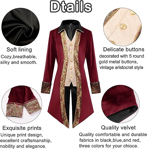 Miniatura 5 de Abrigo steampunk renacentista, disfraz de Halloween para niños, medieval pirata vampiro, chaqueta victoriana, abrigo para niños