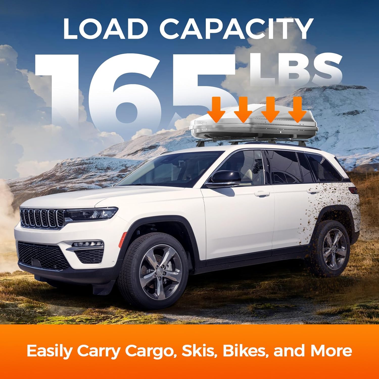 Roof Rack Cross Bars Compatible with Jeep Grand Cherokee 2011-2021,Heavy Duty Aluminum 165 lbs Load Capacity, Lockable Crossbars for Grooved Side Rails, Luggage Racks Bike Racks