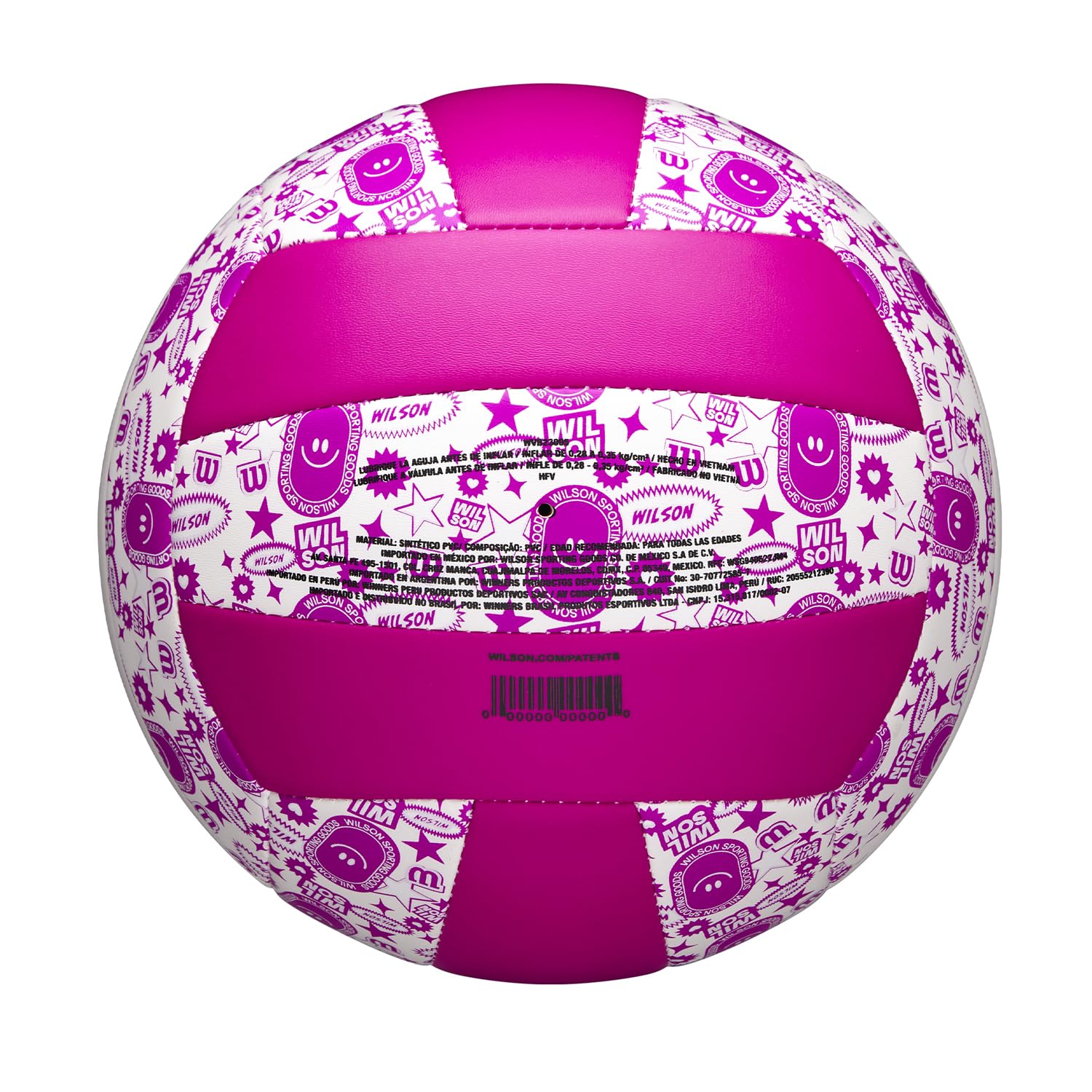 Wilson Pelota de Voleibol Stamp, Cuero Sintético, Tamaño Oficial, Morado y Blanco