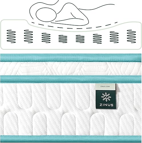 Miniatura 39 de Zinus Colchón de resorte superior apretado de 10 pulgadas, tamaño matrimonial, colchón de resortes interiores, certificado CertiPUR-US, colchón en