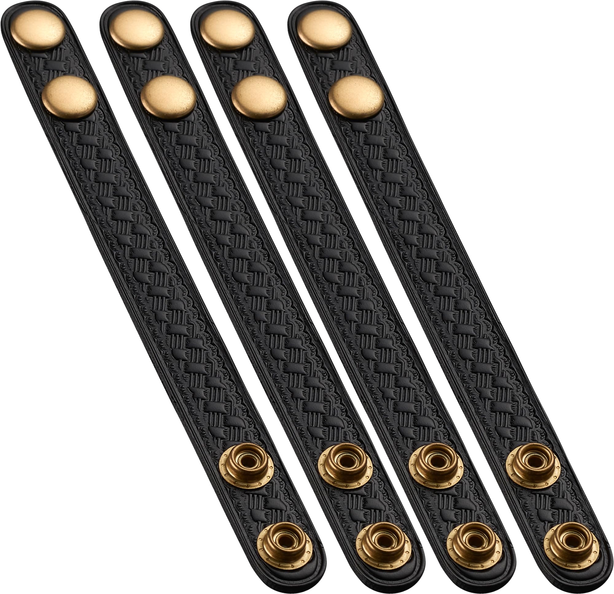 Perfect Fit Shield Wallets 3/4 Inch Duty Belt Keeper for Belts up to 2.25 inches Wide Basketweave Leather with Brass Snap (4 Pack)