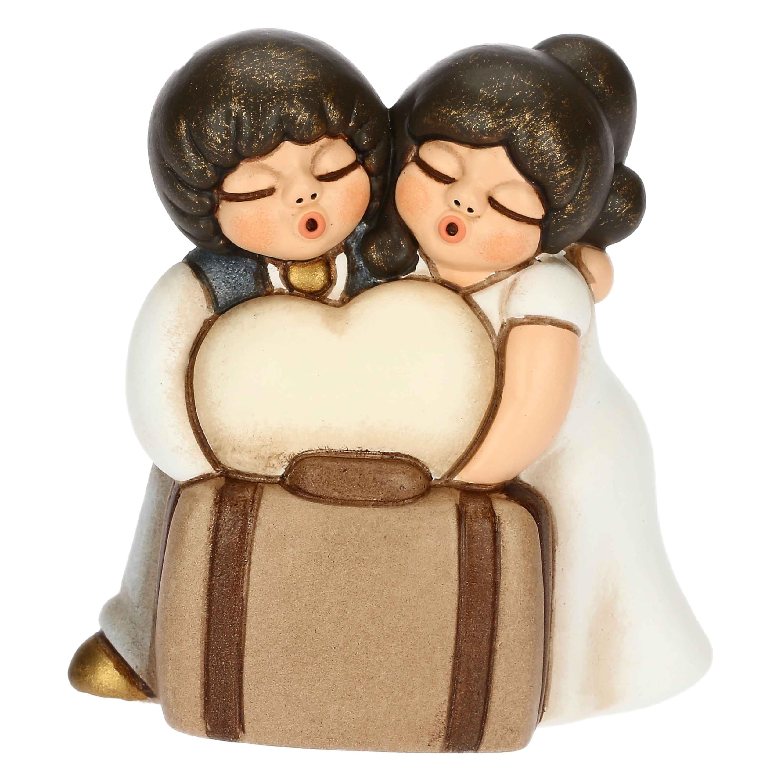 THUN Travel Newlyweds with Heart and Ceramic Suitcase Small