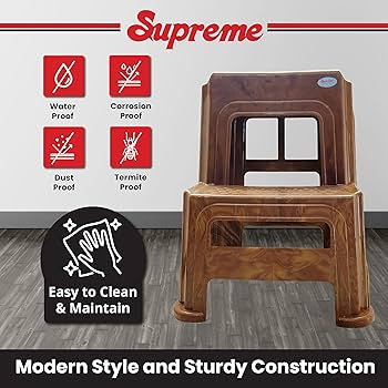 Supreme chairs 2-Step HeavyDuty Plastic Multi Purpose Stool for