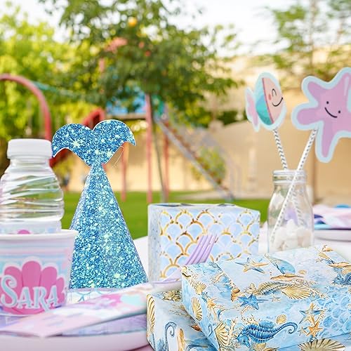 Miniatura 7 de AnyDesign 12 hojas de papel de regalo de animales marinos, acuarela, caballito de mar, coral, papel de regalo plegable a granel, papel de arte plano