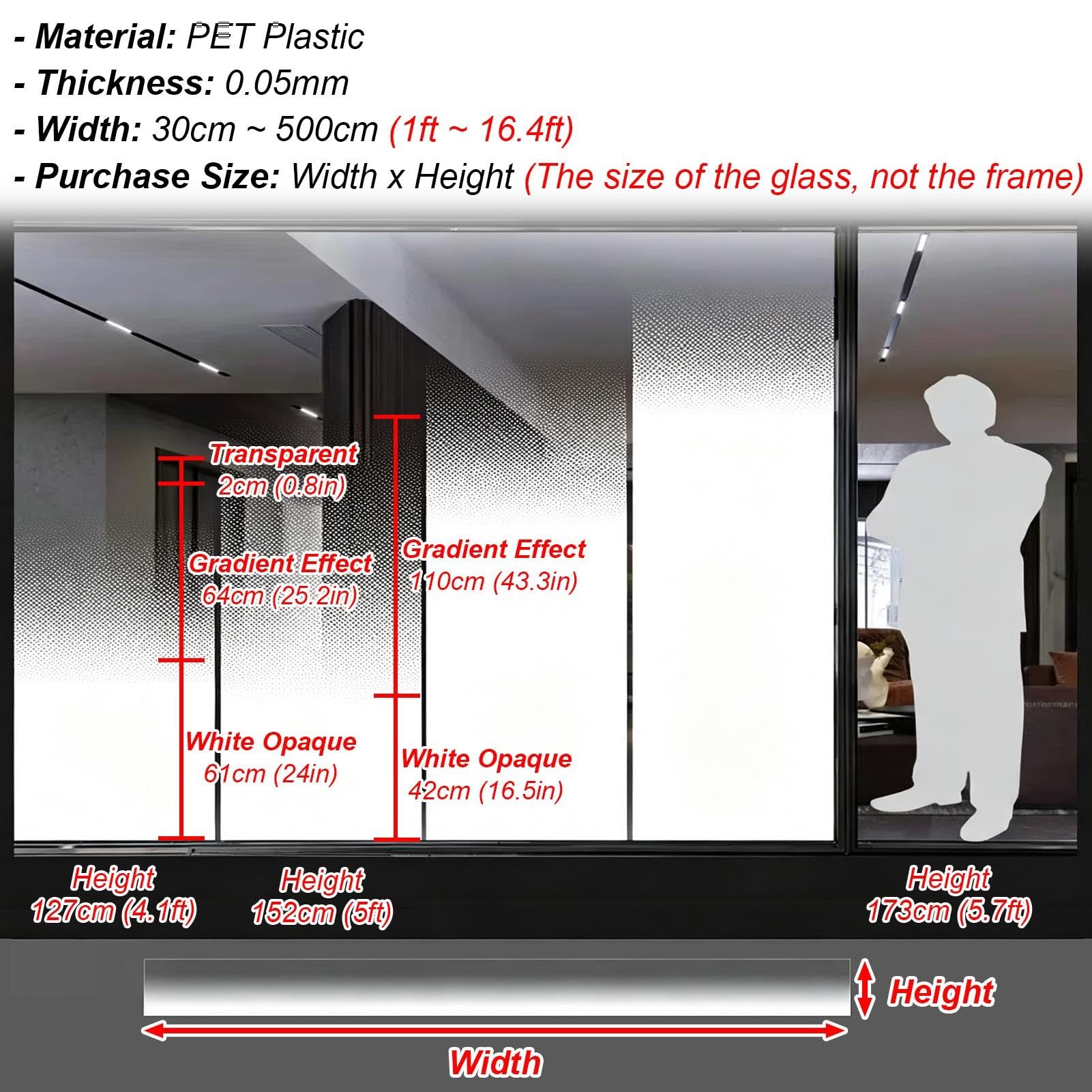 Vinilo Ventana Privacidad Película para Ventanas con Degradado de Puntos | Vinilo para Cristales de Puertas con Efecto de Privacidad Unidireccional, Rollo de Película Decorativa con Degradado