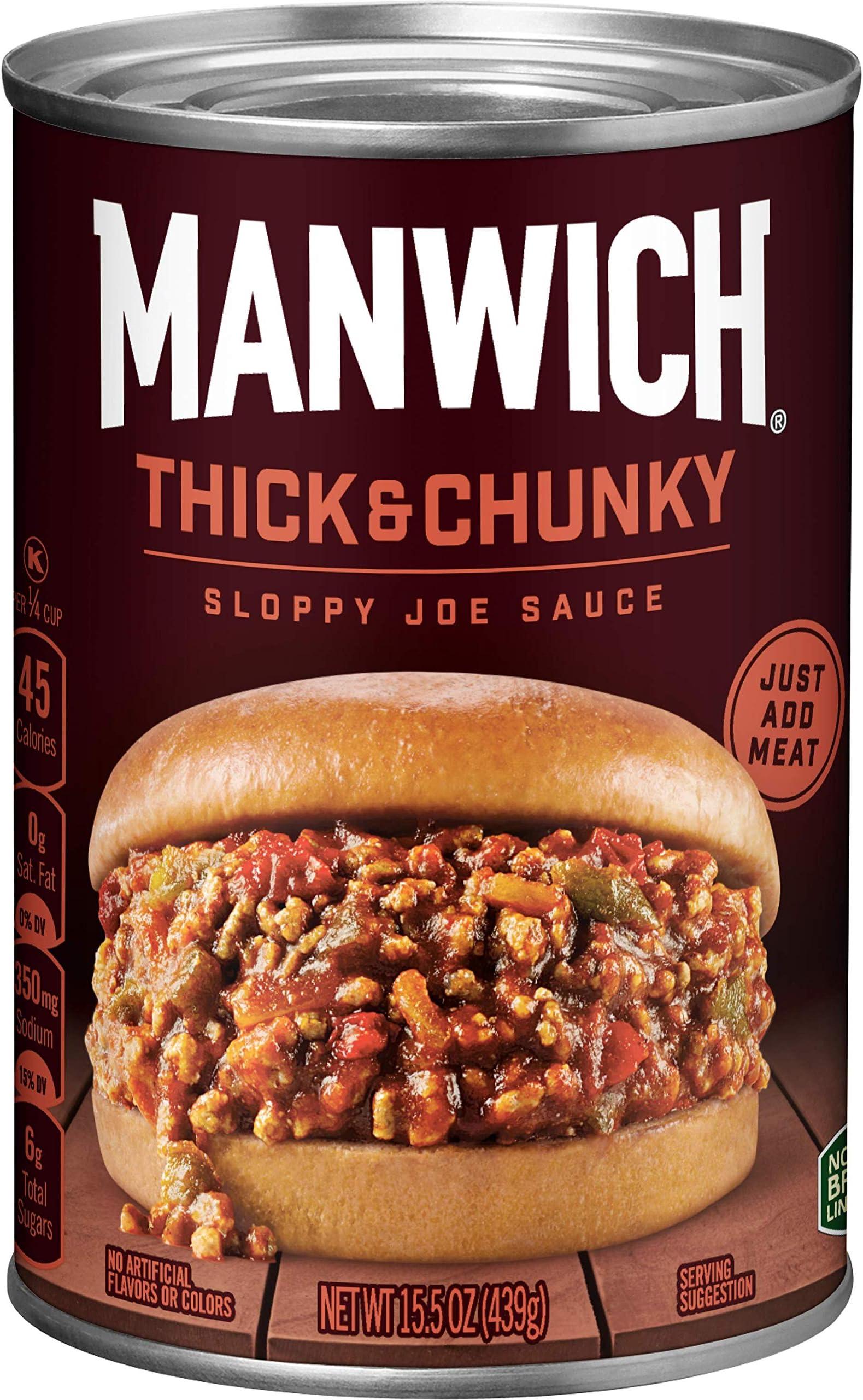 Manwich Sloppy Joe Sauce, Thick and Chunky, Canned Sauce, 15.5 OZ (Pack of 12)