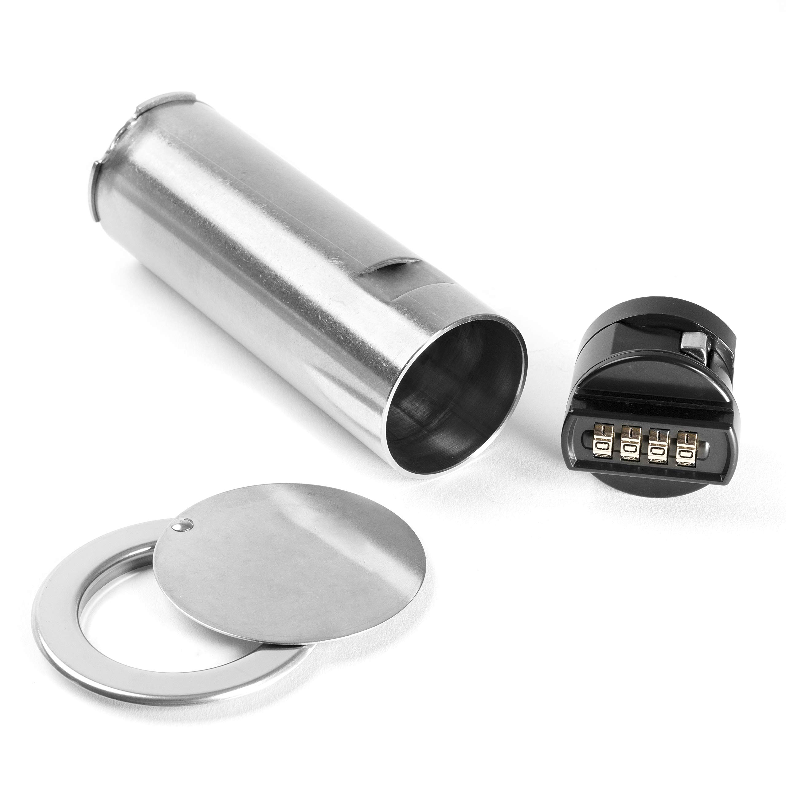 Kruse PZ Schlüsselsafe Code | Set Rohrtresor und Putzblende | Zahlenschloss | hochwertiger Edelstahl | 51mm | Silber