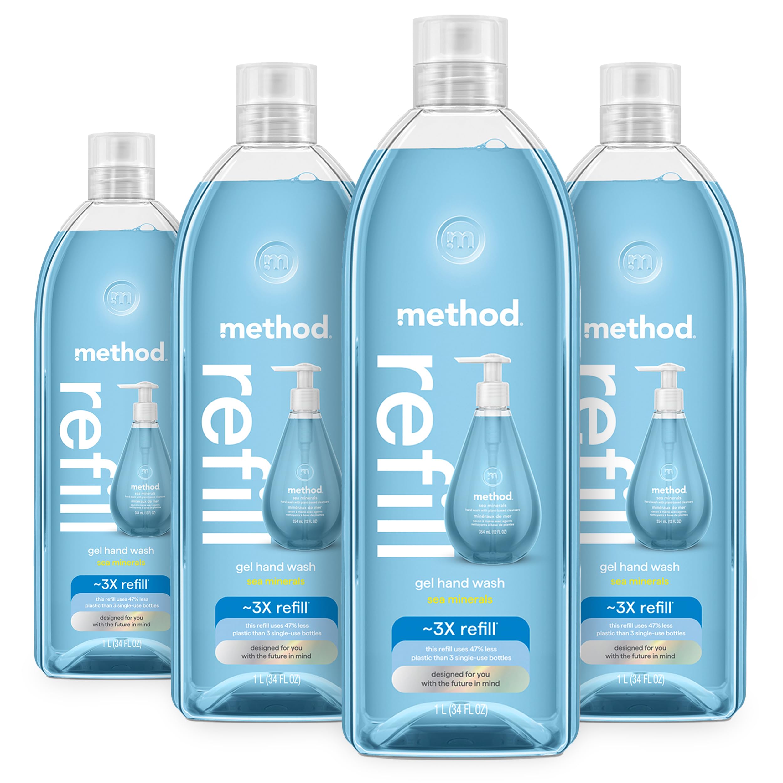Method Gel Hand Soap Refill, Sea Minerals, Packaging May Vary, 34 oz (Pack of 4) (Packaging May Vary)