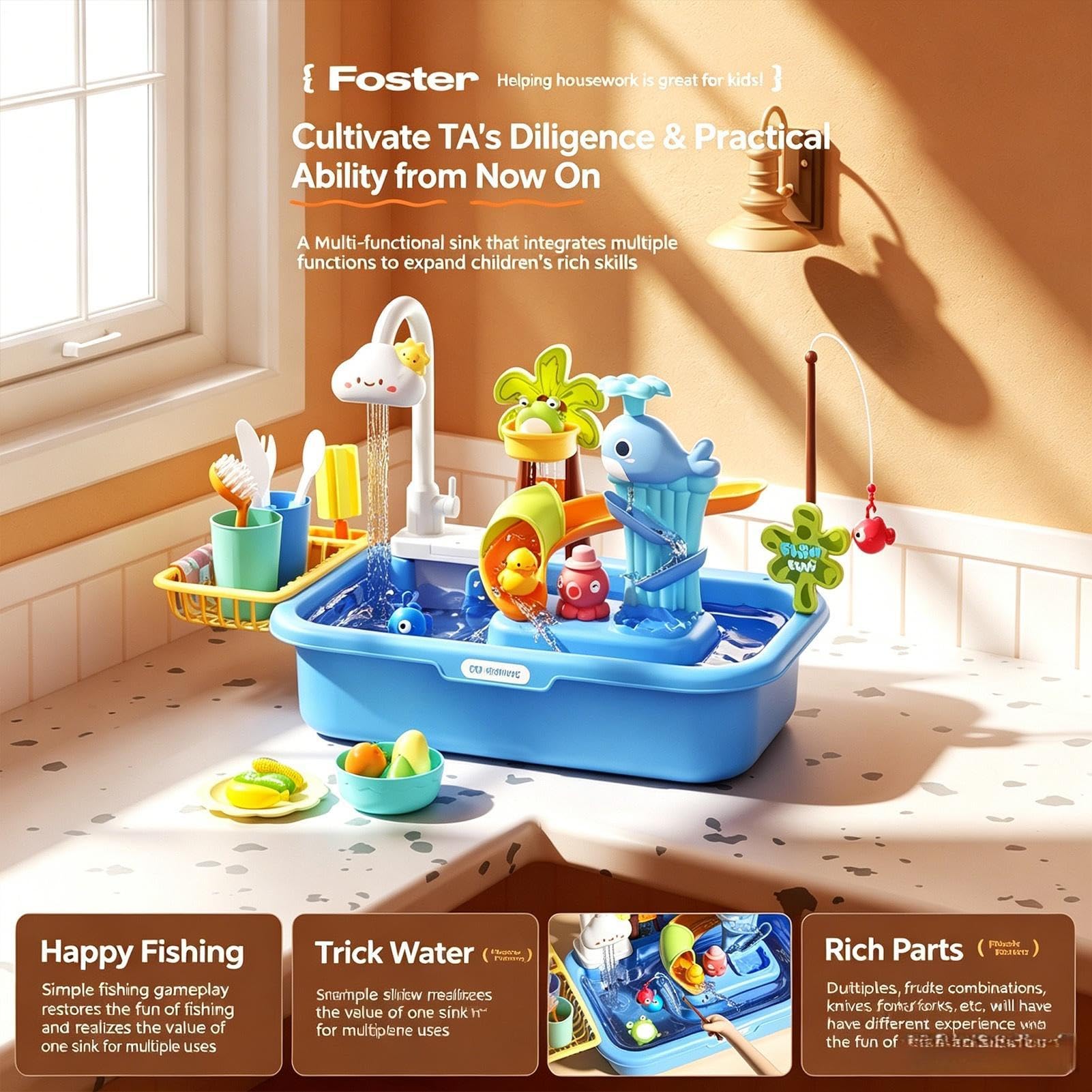 Mesa De Juego De Agua - De ABS De 54x29x53 Cm | Con Bomba Juguetes Sensoriales Divertidos | Juego De Mesa De Agua Y Fregadero Para Piscina Infantil | Para Niños, Niñas, Interior, Exterior, Jardín, Pat
