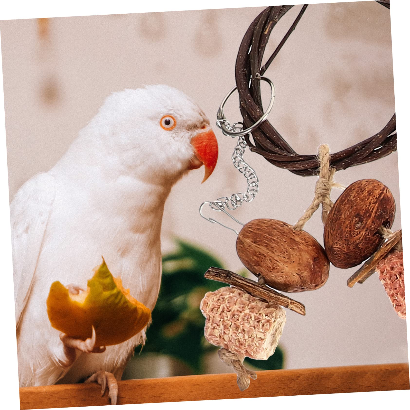 Luxshiny 1 set Giocattoli da Masticare per Pappagalli Accessori per Uccelli con Gancio Mobile per Cockatiel e Pappagalli Mantiene gli Uccelli e
