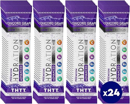 Miniatura 26 de Polvo de hidratación, 4 sabores, paquete de 24 paquetes de polvo de electrolitos, paquetes hidratantes con sabor natural para agua, electrolitos