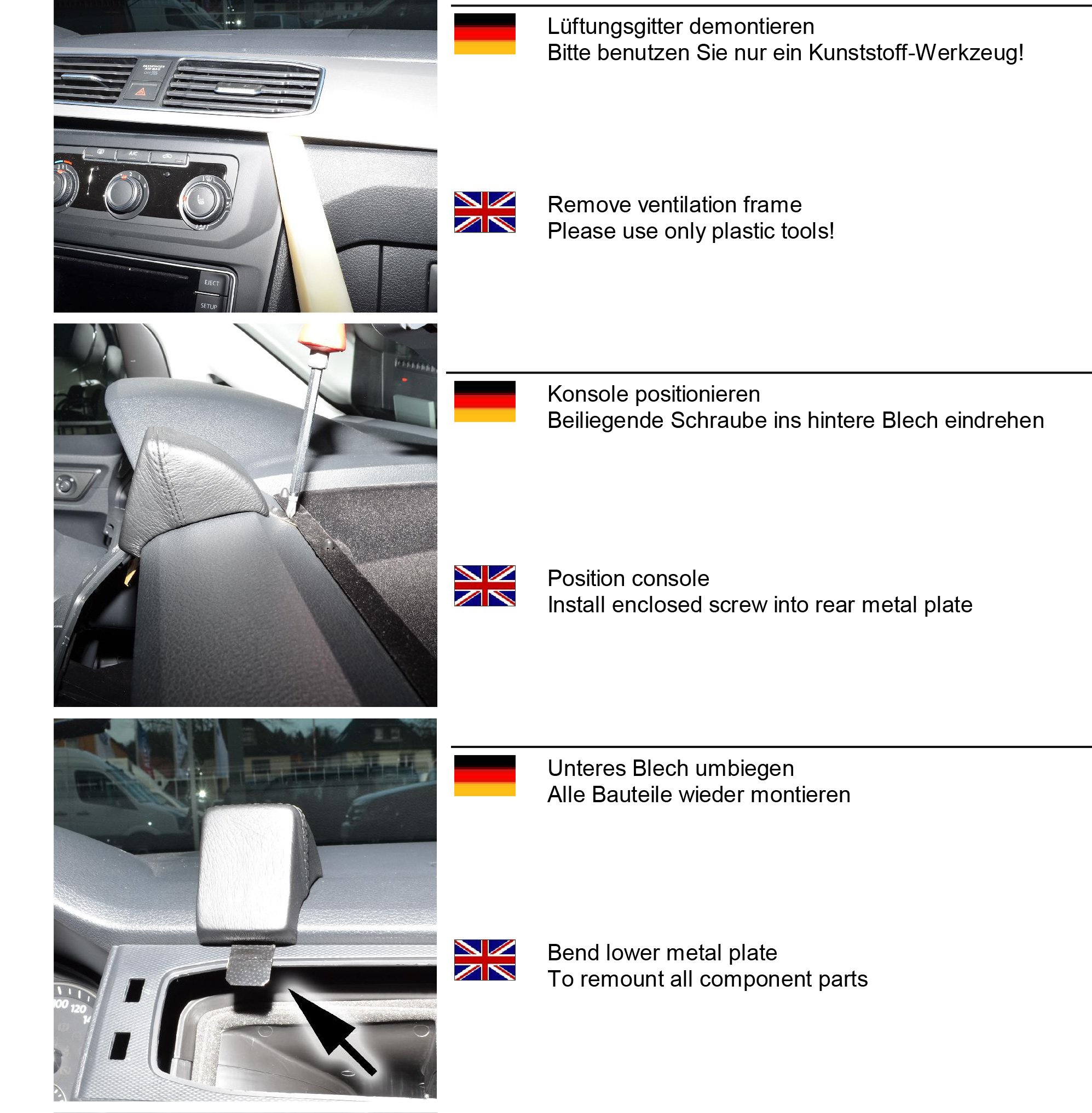 KUDA Handyhalterung passend für VW Caddy ab 2015 - Telefonkonsole für Smartphones, Handys, Navi und mehr – Kunstlederkonsole, schwarz, 5975