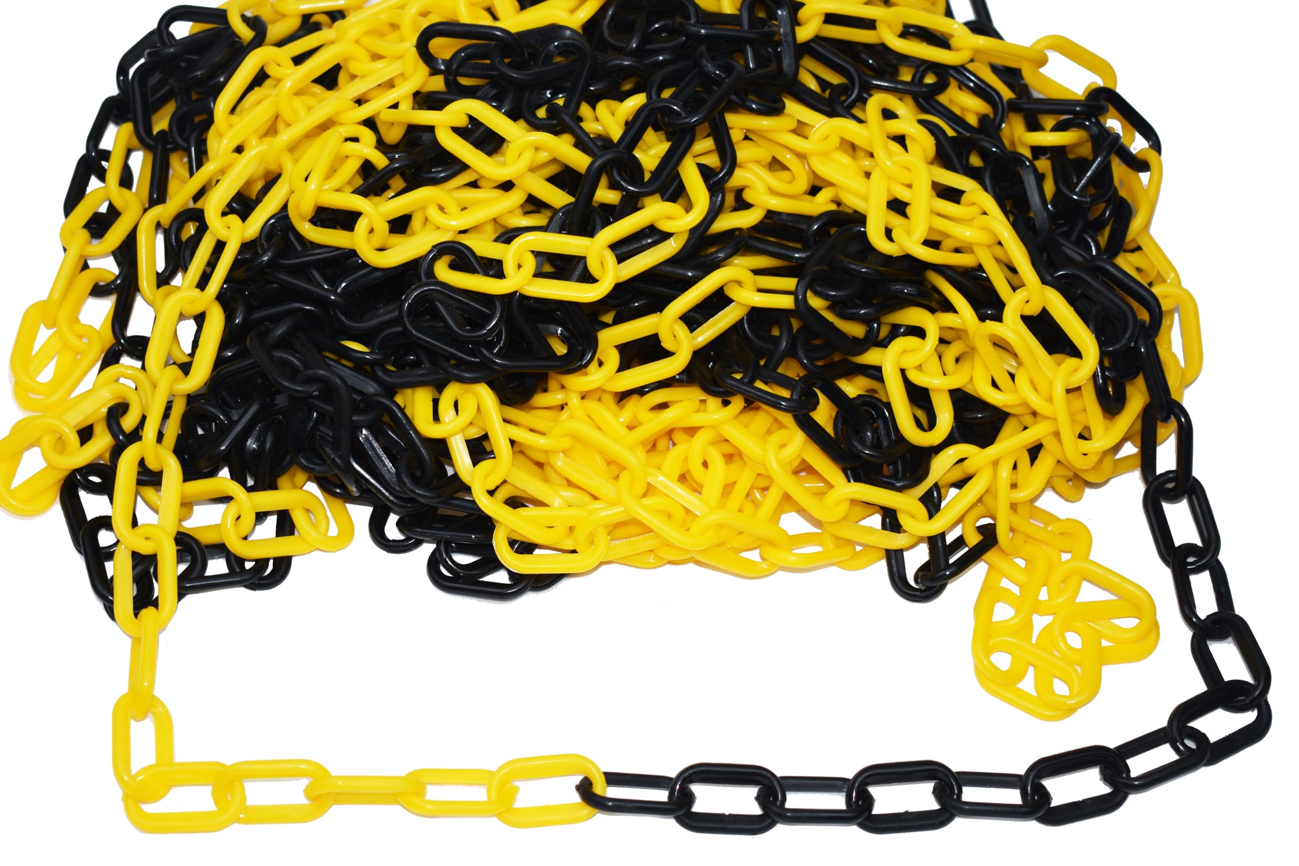 Chaîne d'arrêt plastique noir et jaune 6mm x 25m Sécurité Haute Visibilité