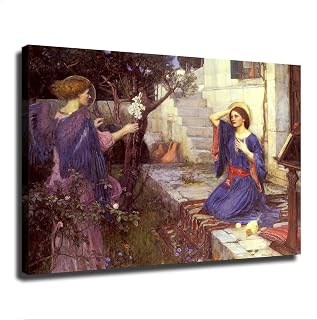The Annunciation - John William Waterhouse Poster Canvas Painting Wall Art Picture Gift Bedroom Home Aesthetic Decoration (Unframed,08×12inch)