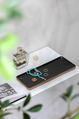 Miniatura 8 de Bandeja de tocador con borde marrón, bandeja para velas, bandeja de baño, bandeja de encimera, organizador de soporte de perfume, bandeja decorativa