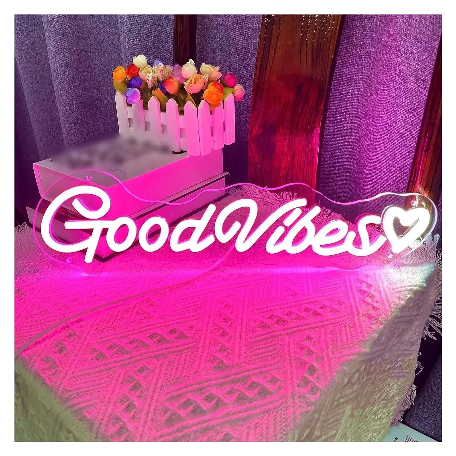 Decoración Lámparas Letrero De Neón LED Con Buenas Vibraciones Para Decoración, Alimentado Por USB, Apto Para Salas De Juegos, Bares, Bodas, Fiestas
