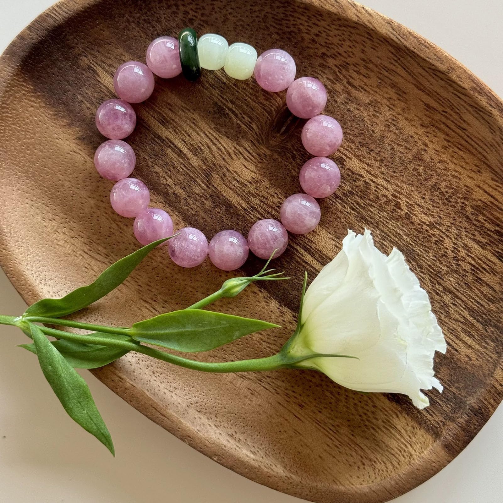 Bracciale Elasticizzato Fatto a Mano con Pietra preziosa Rosa Naturale Braccialetti Naturali Bracciale con Quarzo Rosa, per Amore, energia positiva, Meditazione Yoga Unisex,11MM