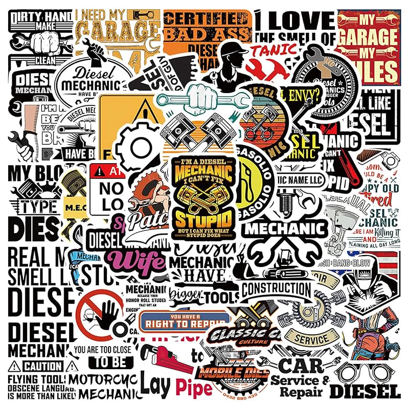 50PCS Diesel Mechanic Stickers for Toolbox,Mechanic Tool