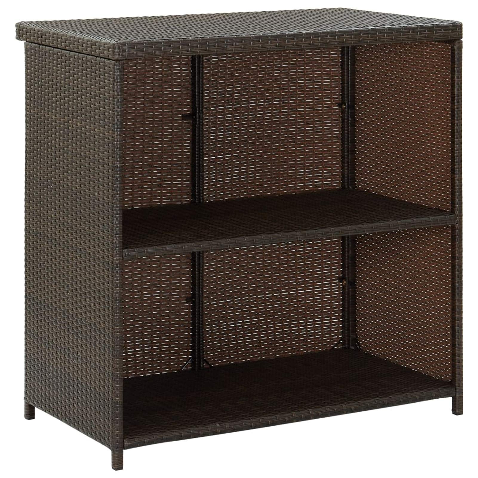 Set da Bar in Polyrattan Marrone, con Tavolo e 2 Sgabelli, Dimensioni 102x60x105 cm e 38x38x76 cm, Struttura in Acciaio e Rattan PE, Cuscini in Poliestere Bianco Crema for Esterno e Interno