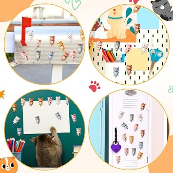 WATINC Cat Fridge Magnets Decorations - 14PCS 3D Cute Kitten Strong Refrigerator Magnetic Decorative, Mini Funny Resin Cats Magnets Decal Stickers for Kitchen Whiteboard Locker Home Housewarming Party