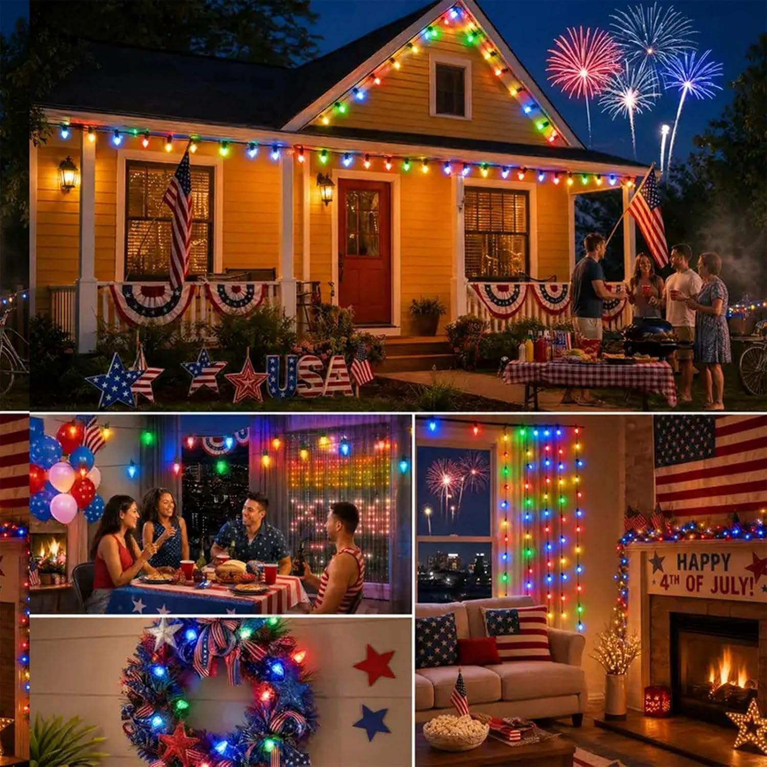 litogo 84FT Color Changing Outdoor String Lights with Remote - Dimmable LED RGB Patio Lights for Outside with Waterproof Timer Edison Bulbs for Yard Gazebo Party Wedding Holiday 4th of July Decor