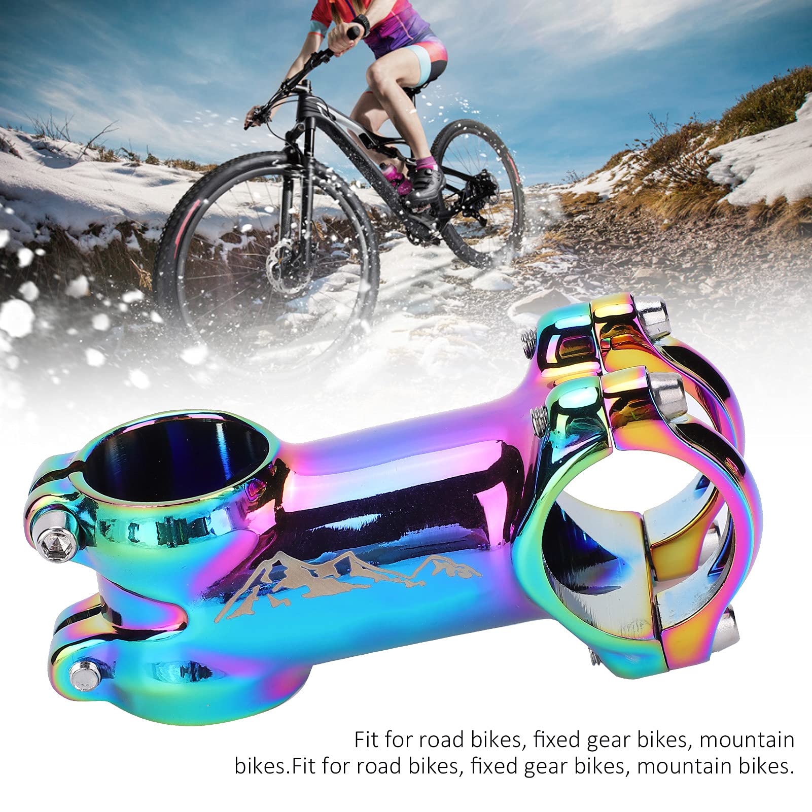Shanrya Potence de vélo pratique, légère, multicolore pour VTT, vélo de course pour vélo en plein air (60 mm