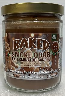 Smoke Odor Exterminator Baked Gingerbread 13oz Jar Candle - Eliminates Smoke, Pet & Food Odors, 70-Hour Burn Time, USA Made