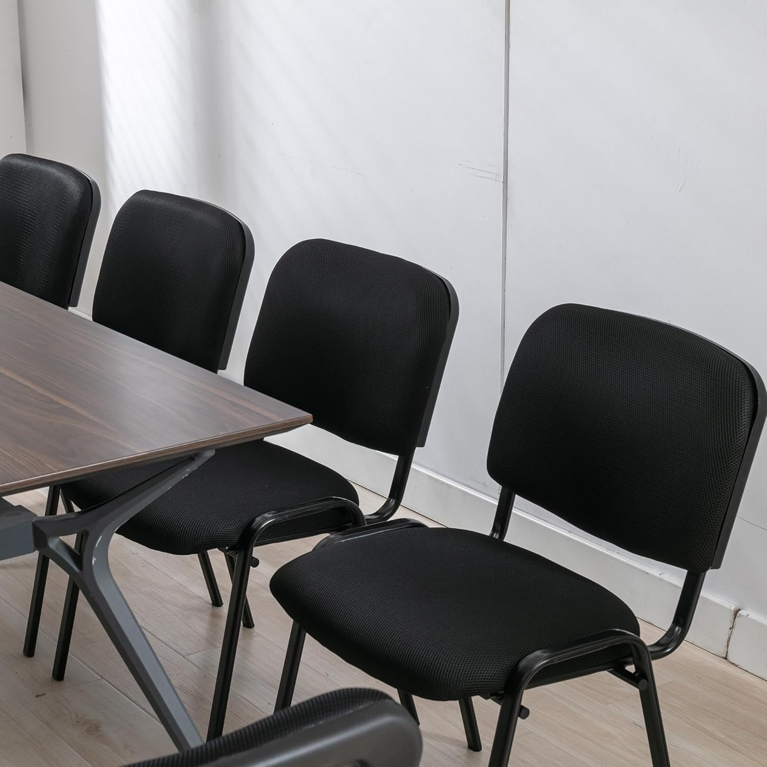 Wahson Office Reception Chairs Set of 20, Black Stackable Church Chairs Indoor, Padded Armless Waiting Room Chairs, Stacking Conference Room Chair for Meeting, Lobby, Classroom, Faux Leather