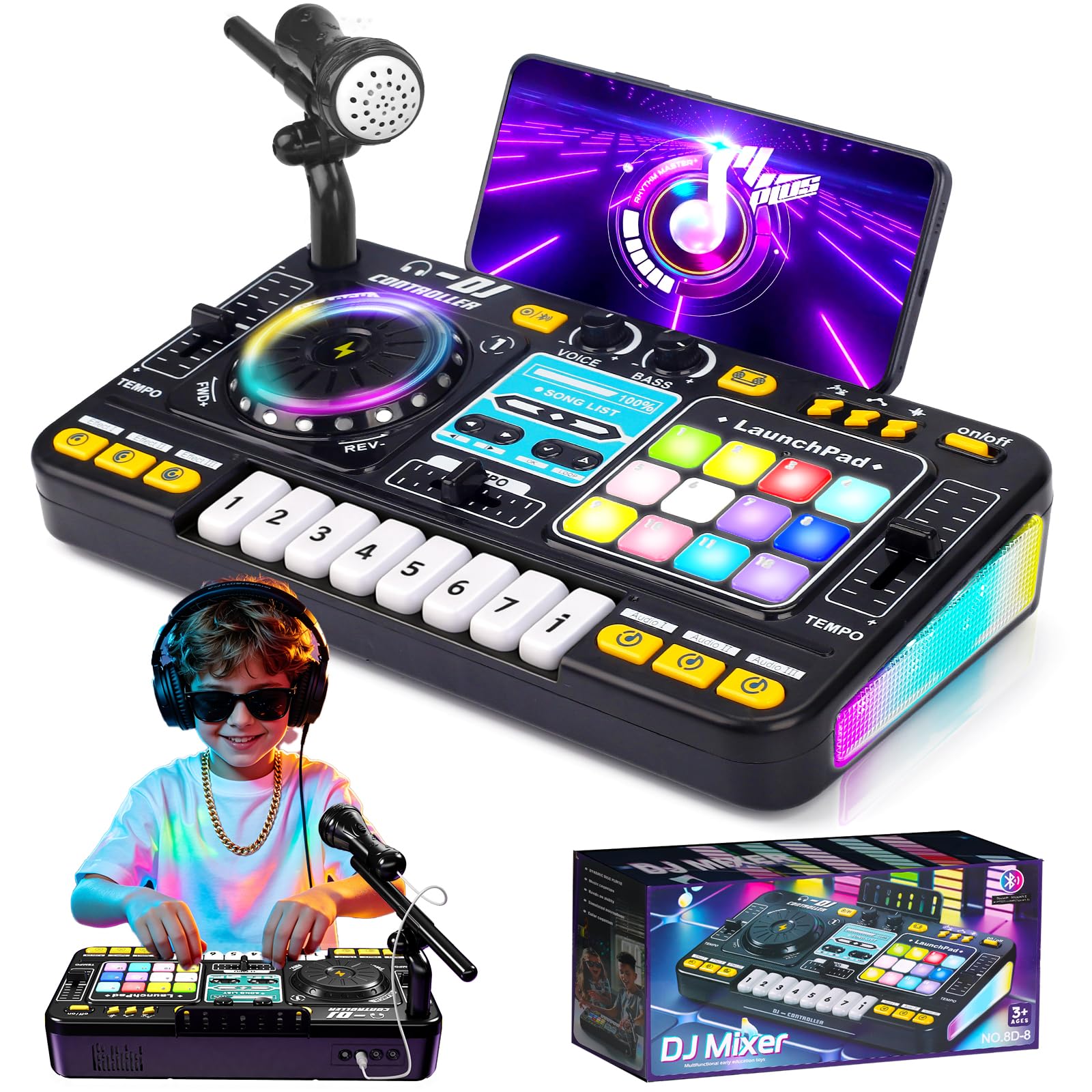 Amazon.com: Tsomtto Kids DJ Mixer Controller Table Musical Toy for