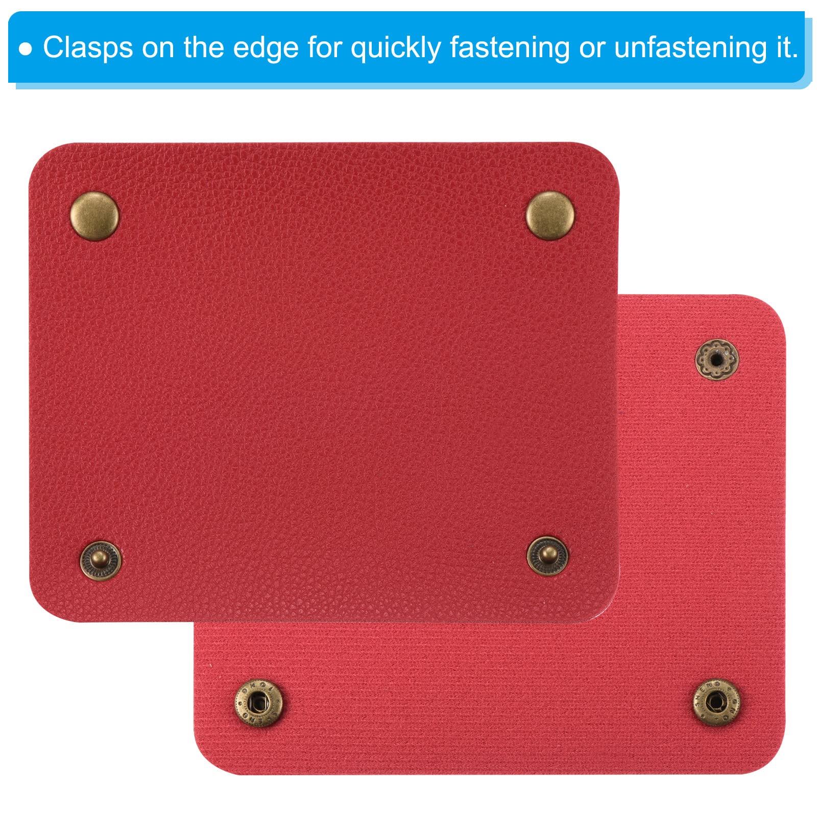 PATIKIL Luggage Handle Wrap, 2 Pack PU Handbag Grip Cover Protector Identifier with Clasp for Suitcase Grocery Shopping Bag Red - Image 4