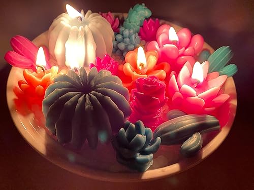 Miniatura 6 de Paquete de 9 moldes de velas, moldes para hacer velas, moldes de silicona 3D para velas perfumadas, cactus, plantas, moldes de cera para velas