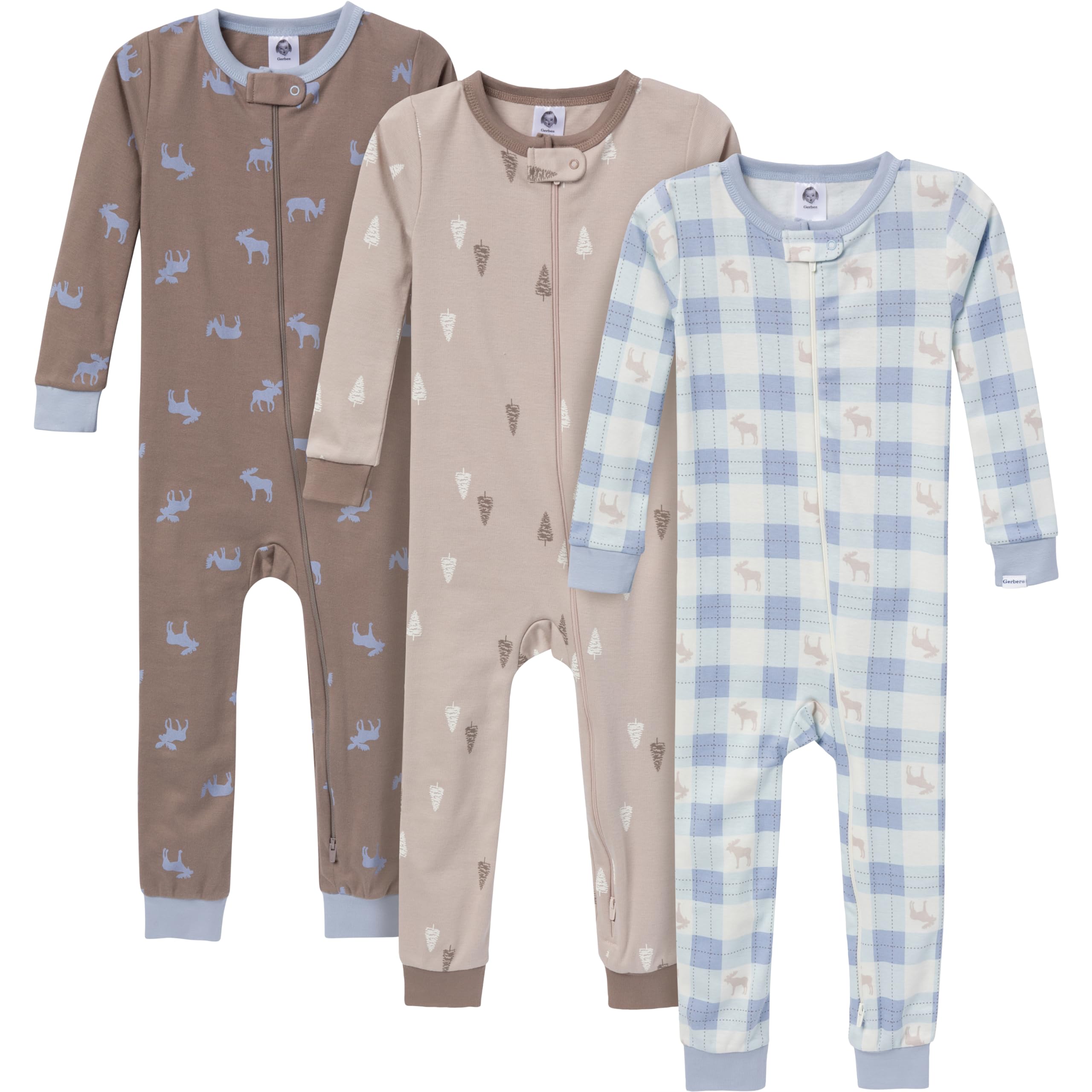 GerberBaby-Boys 3-Pack Snug Fit Footless One-Piece Cotton Pajamas