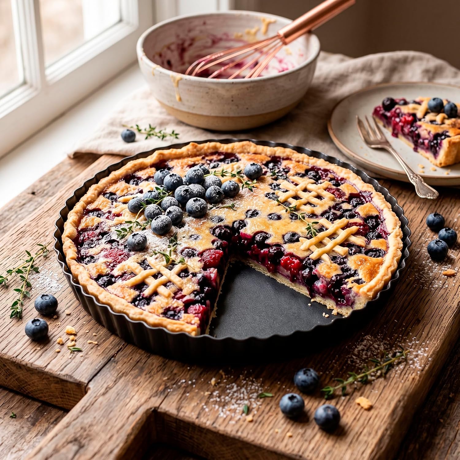 MGE - Moule à Tarte 32 cm - Moule à Quiche avec Fond Amovible - Plat à Quiche - Moule Tartelette - Moules à Gâteaux Rond - Revêtement Antiadhésif - Moule à Flan et Tartelette - 32 cm