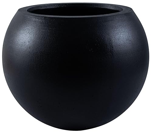 Outdoor Collection Kenslia Black Concrete Planter (Fully Assembled)