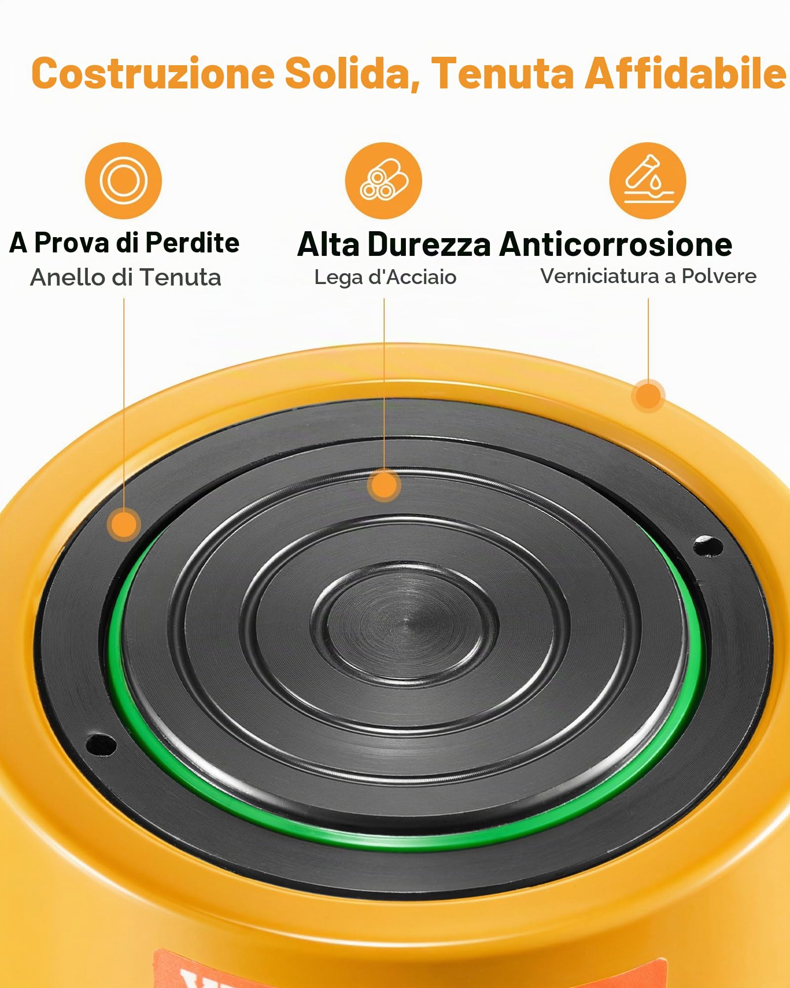 VEVOR Cilindro idraulico a pistoni da 50 tonnellate con corsa di 50 mm, cilindro idraulico a pistoni in metallo pieno a semplice effetto, sollevamento rapido, per industria, carrozzeria