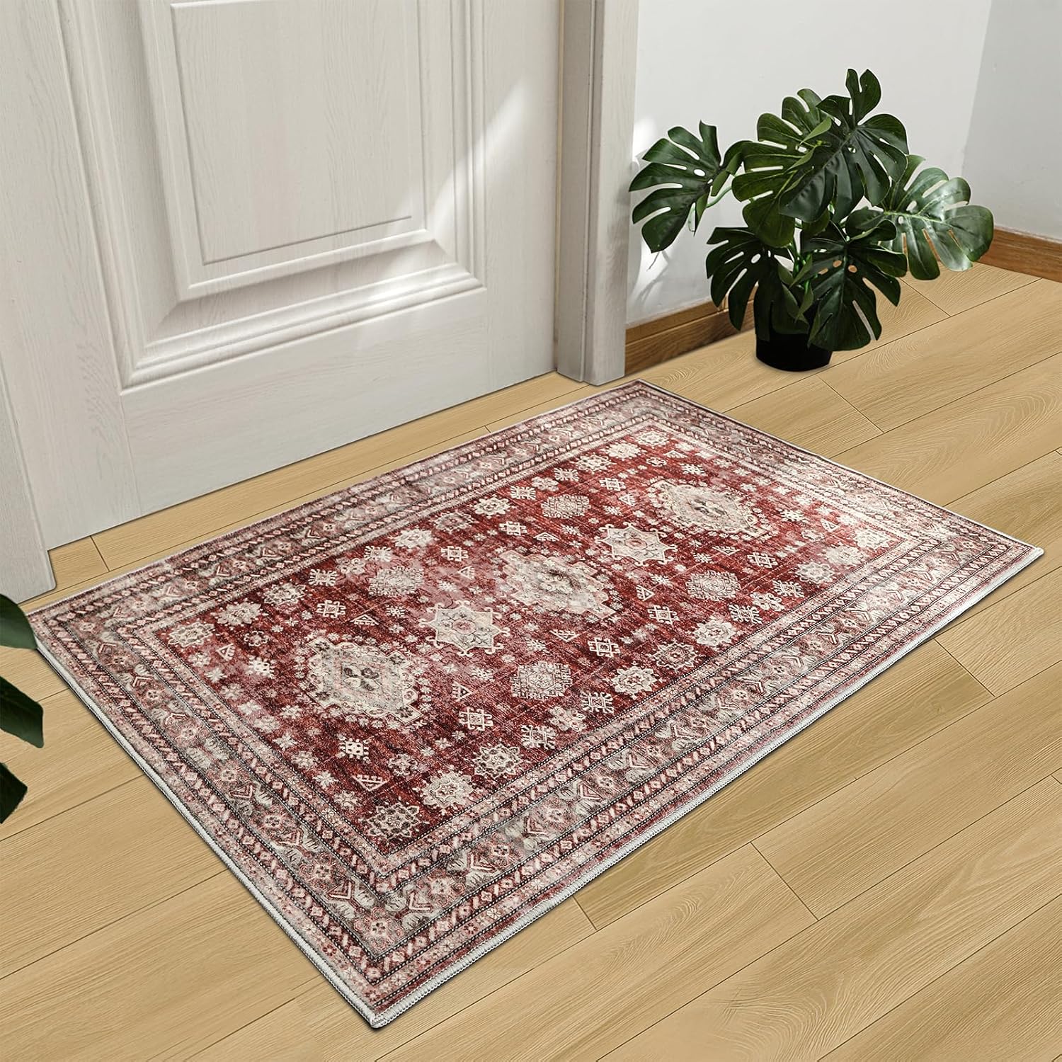 2x3 Boho Doormat Washable Indoor Rug, Entryway Mat Vintage, Non Slip Farmhouse Welcome Mat for Indoor Entrance