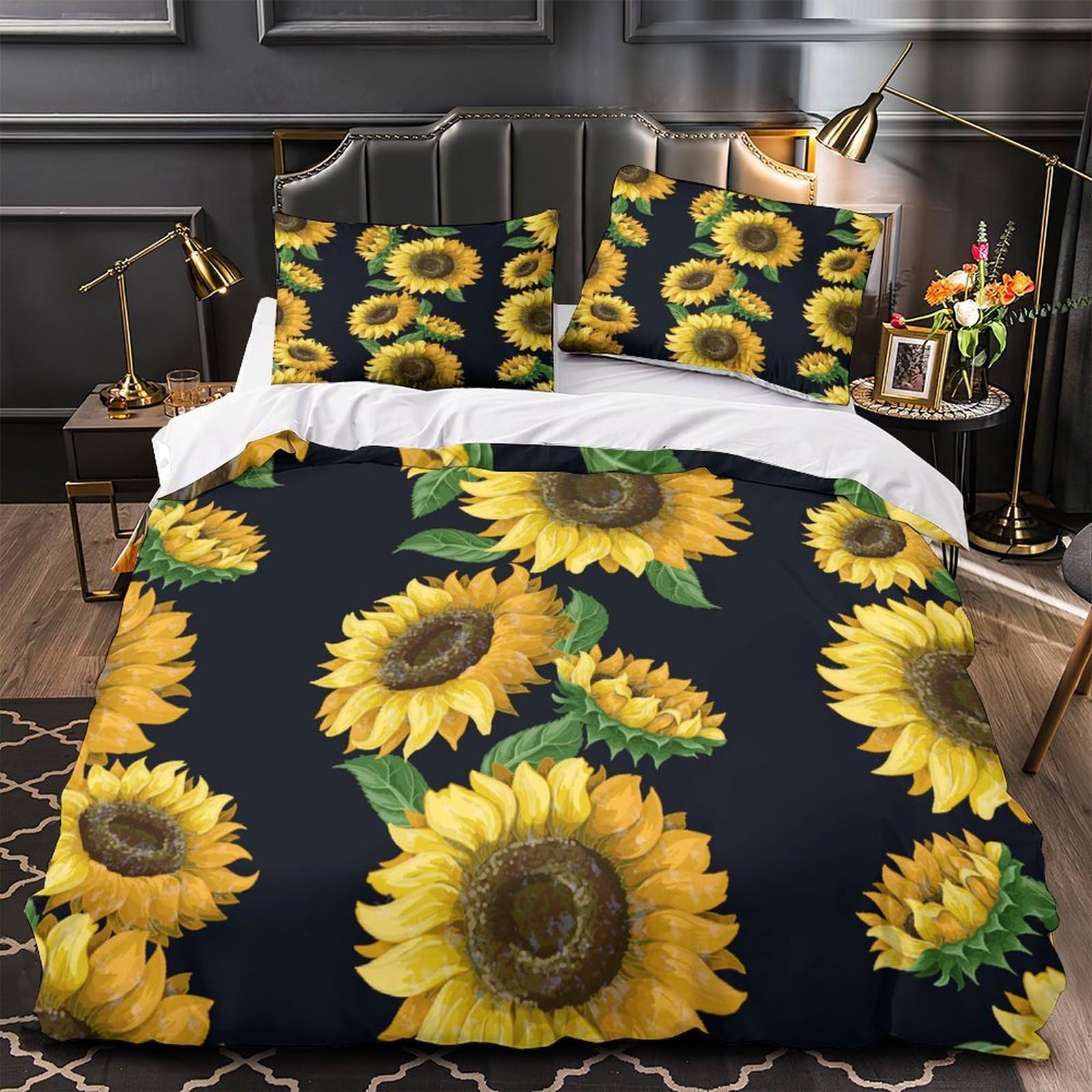 Parure de Lit Fleurs Aquarelle 3D Housse de Couette Microfibre Premium pour Enfant