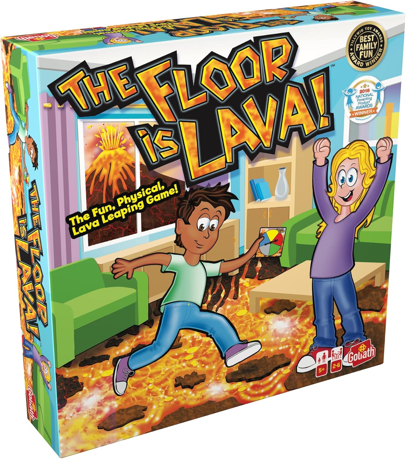 Goliath The Floor is Lava, Family Game for Children from 5 Years, Party Game for 2 to 6 Players, The Floor is Lava, Indoor and Outdoor Movement Game