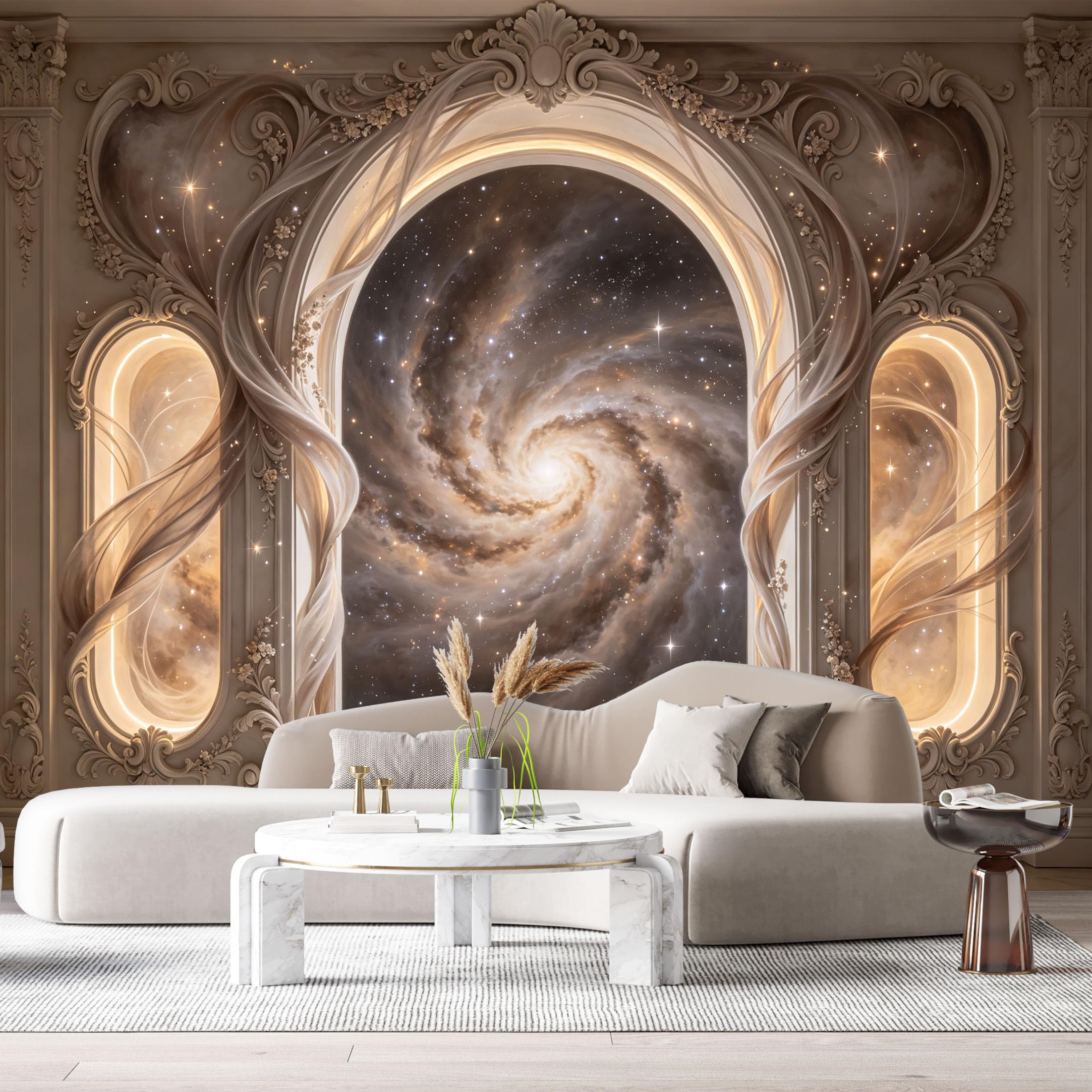 Custom Size Wall Murals Architecture Space Galaxy 3D Trompe L'Oeil SelfAdhesiveWall Fabric Removable Wallpaper Wall Decor for Living Room Bedroom Bathroom