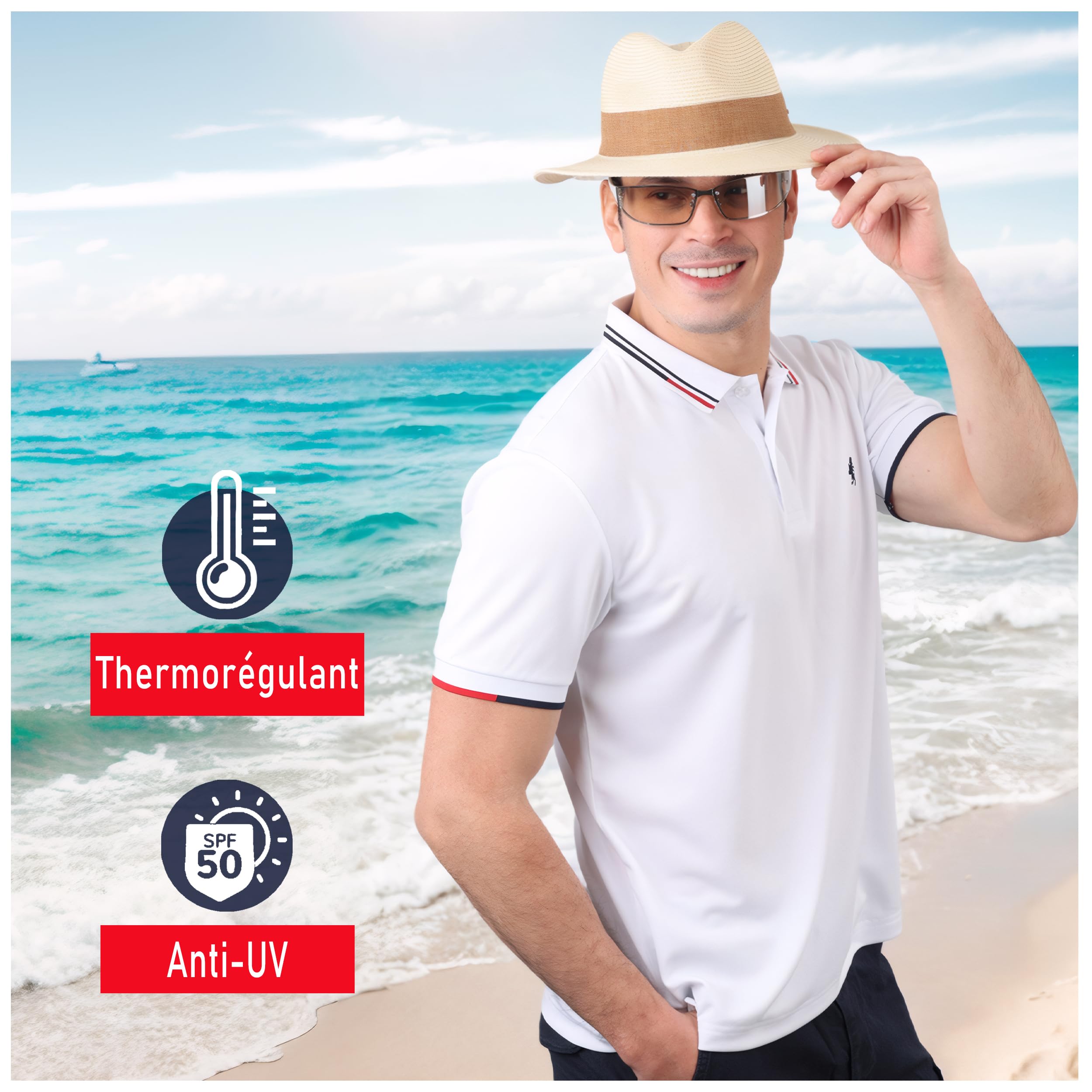 Albert Morris Polo Shirts pour Homme - Manches Courtes, Respirant, Séchage Rapide, Protection UV, Coupe Classique, Été Golf, Style Sportif Business Décontracté