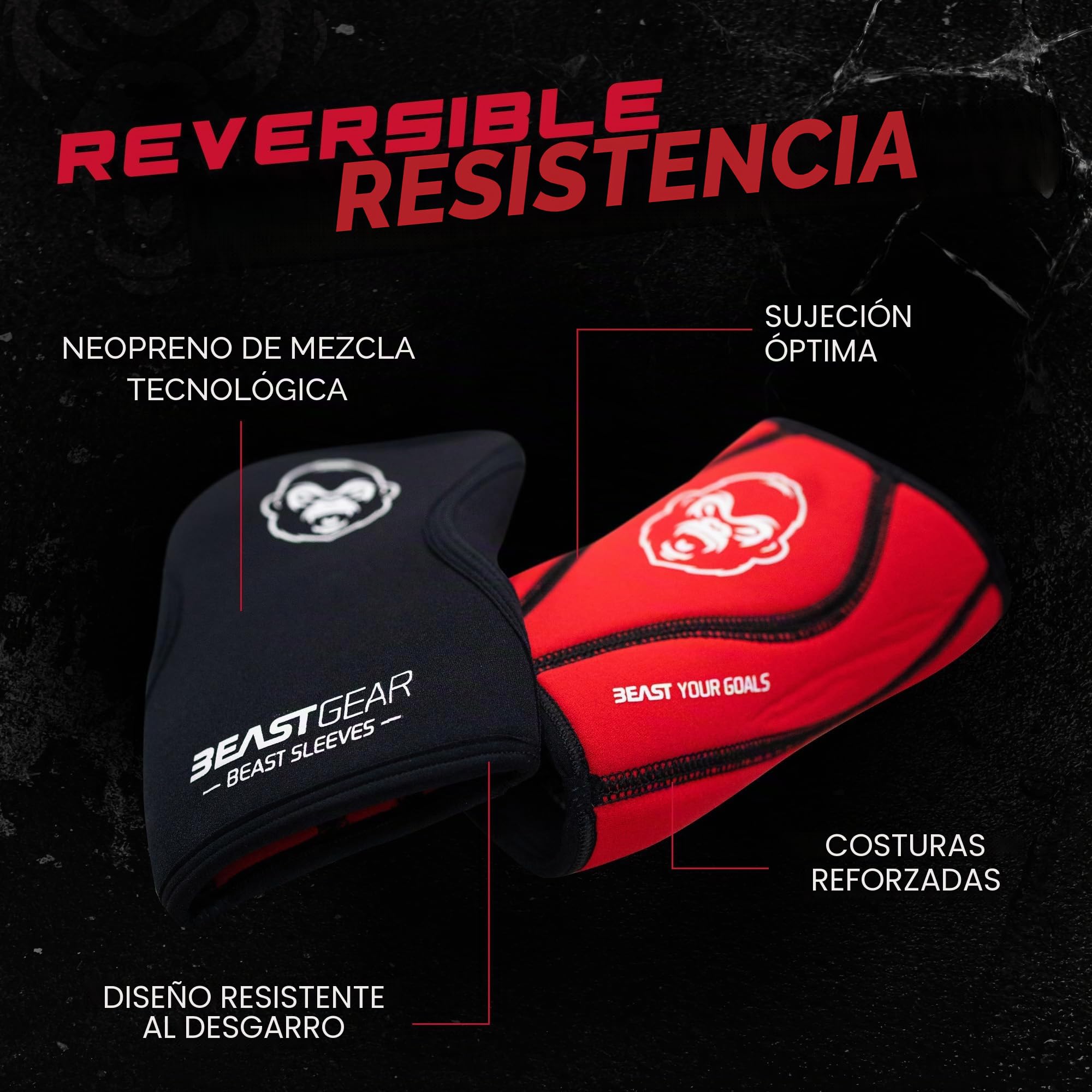 Beast Gear Rodilleras Deportivas - Estabilizador de Rodilla con función Protectora y de compresión - Rodillera Crossfit para Deportes como fútbol, Running y Powerlifting