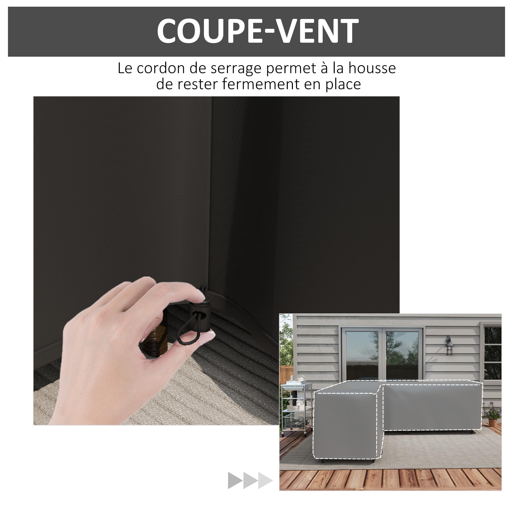 Outsunny Housse de Protection Étanche d'Angle 250L x 250l x 79H cm Noir