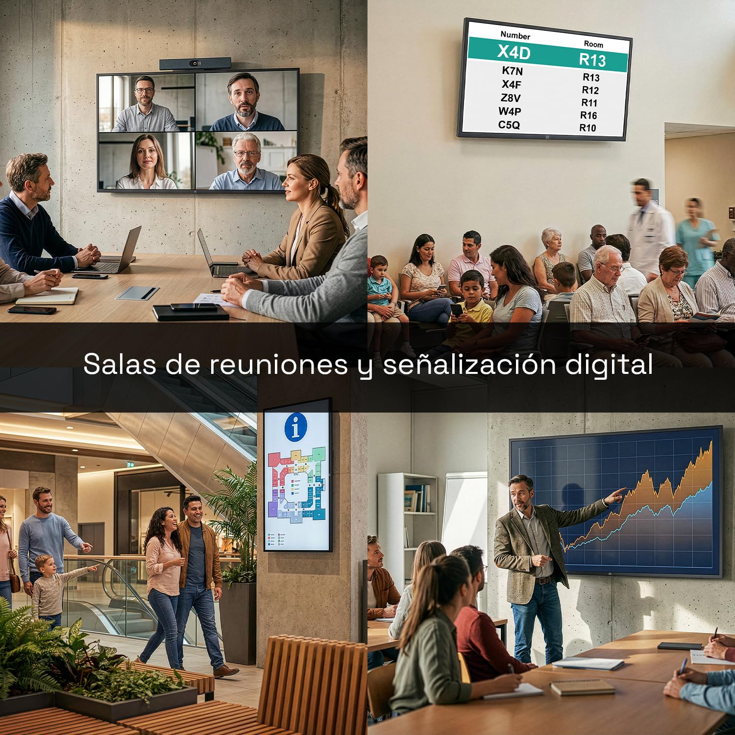 SPC LUMACORE Display 65" - Pantalla 4K UHD | Display Salas de reuniones y señalización Digital | WiFi, Bluetooth, HDMI, Salida de Audio, 2 Altavoces, VESA | Android OS | Brillo 500 CD/m² y Uso 24/7