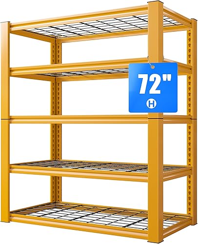 REIBII Estantería de garaje de 72 pulgadas de alto, resistente, 2000 libras, estantes de almacenamiento de garaje ajustables, estanterías de metal y