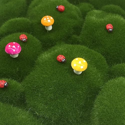 Vista 28 de Woohome 30 piezas de 3 tamaños de rocas artificiales de musgo decorativo, bolas de musgo verde, decoración de musgo falso para arreglos florales