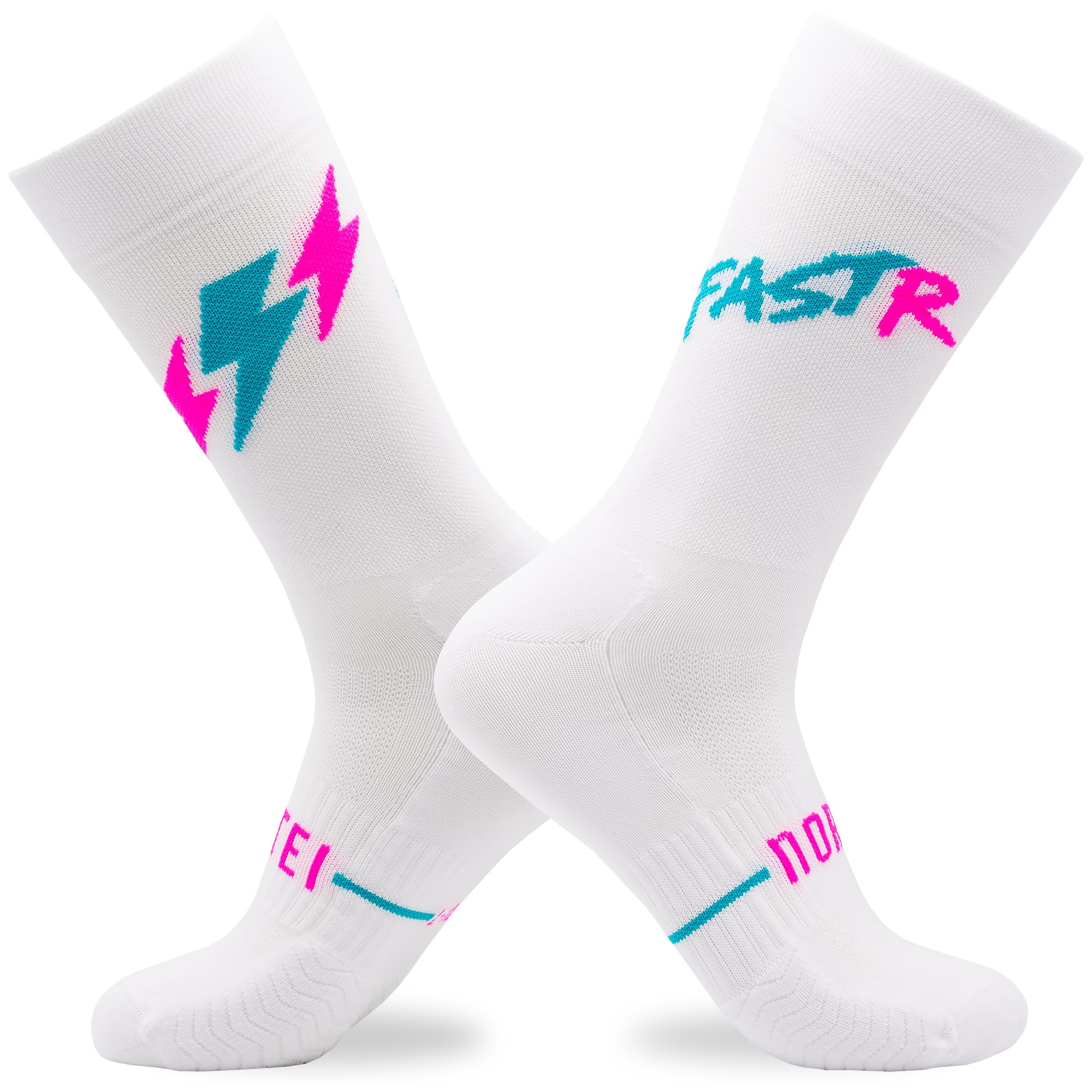 NORTEI Chaussettes Cyclisme et Course Hommes et Femmes – Triathlon Randonnée Gym – Rembourrées, Respirantes, Compressives
