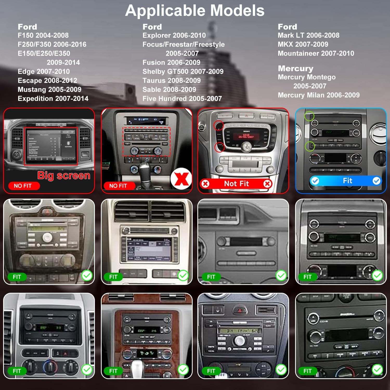 5G WiFi Car Radio for Ford F150 F-150 2004-2008, F250/F350 2006-2016, Edge 2007-2010, E150/E250/E350 2009-2014, 7'' Touch Screen Stereo Headunit with Wireless Carplay Android Auto GPS BT FM SWC Camera