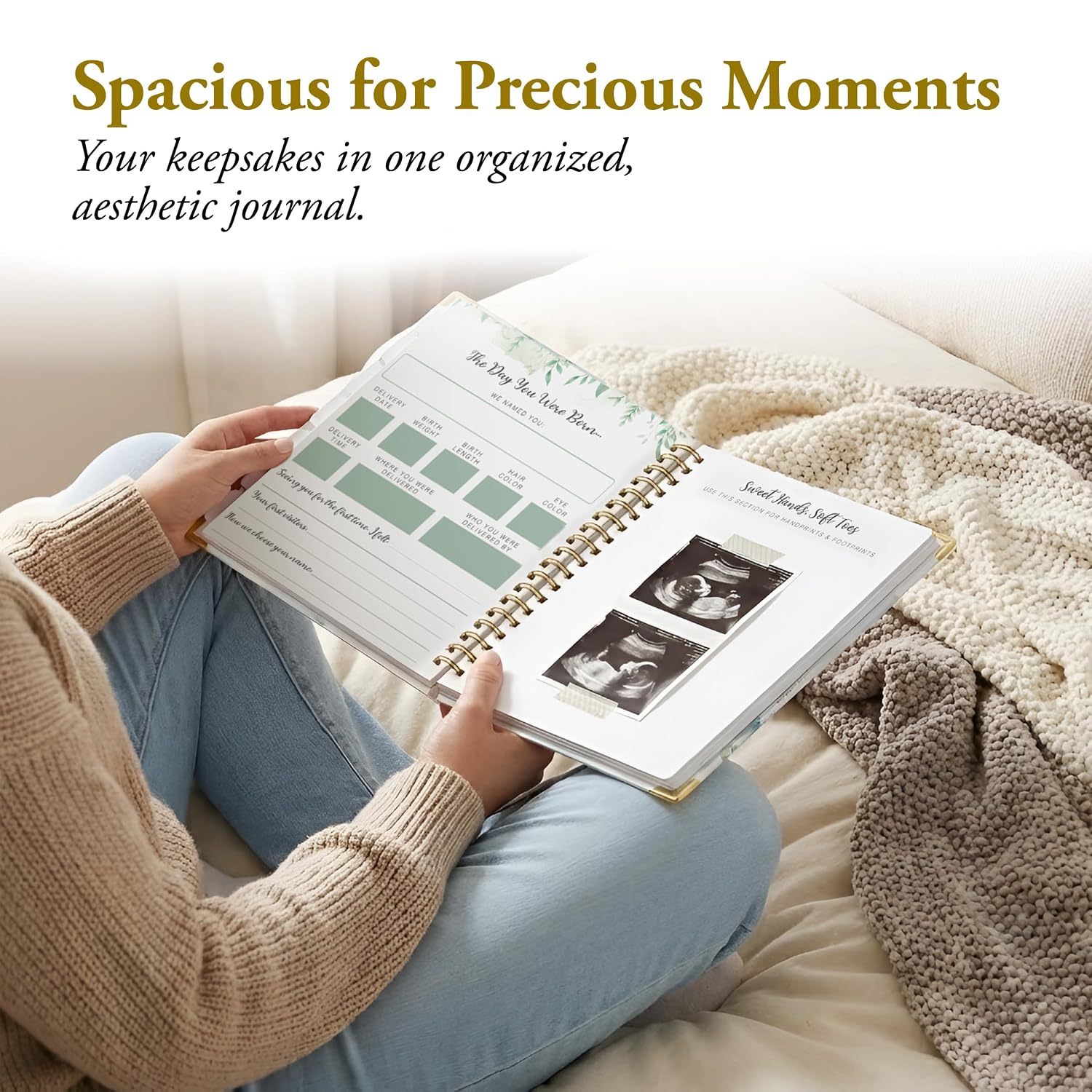 Pregnancy Journal & Keepsake Memory Book for First-Time & Expecting Moms - 90-Page Hardcover Pregnancy Book with Ultrasound Pages, Photo Album & Keepsake Pocket - Maternity Scrapbook