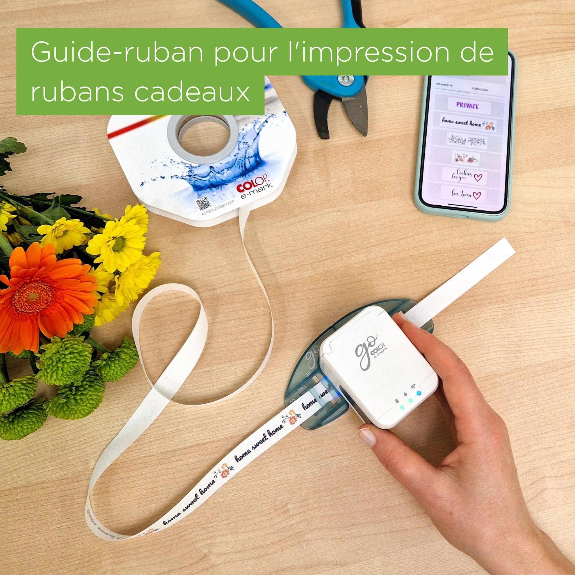 Kit Complet COLOP e-Mark go | Mini-imprimante | Couleur | DIY | Mini-imprimante portable pour surfaces absorbantes. Idéale pour le bricolage, inclut un éditeur d'application gratuit.